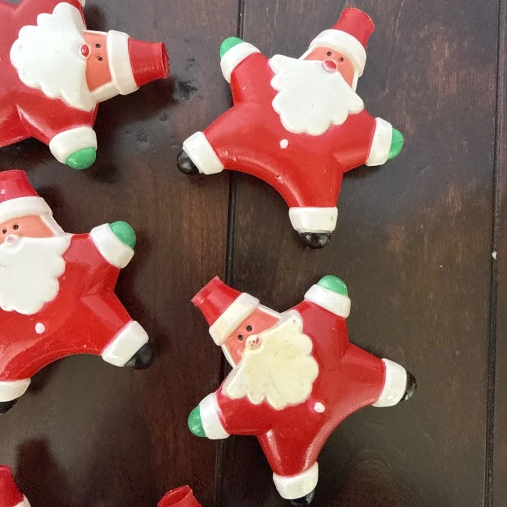 9 Vintage Star Santa Claus Christmas Blow Mold For String Lights Christmas Parts